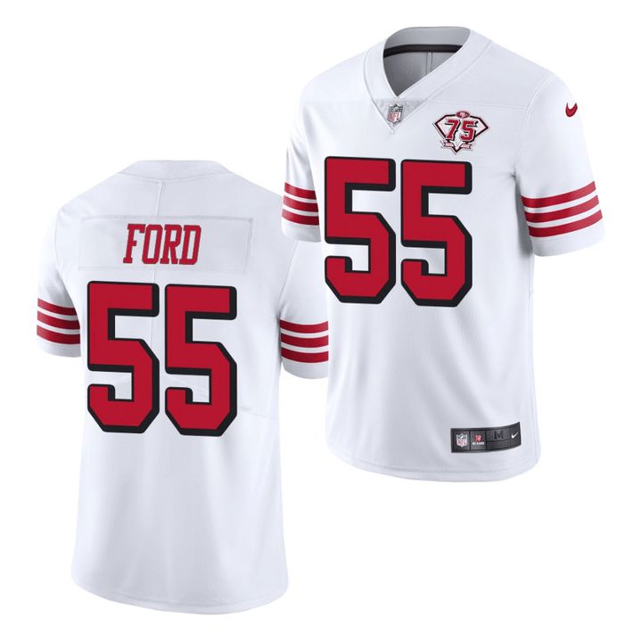 Men San Francisco 49ers 55 Dee Ford White Nike 75th Anniversary Throwback Limited NFL Jersey